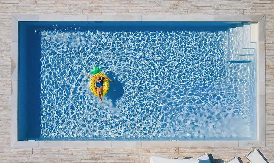 Manufacturer illustration of a pool with deepest blue water